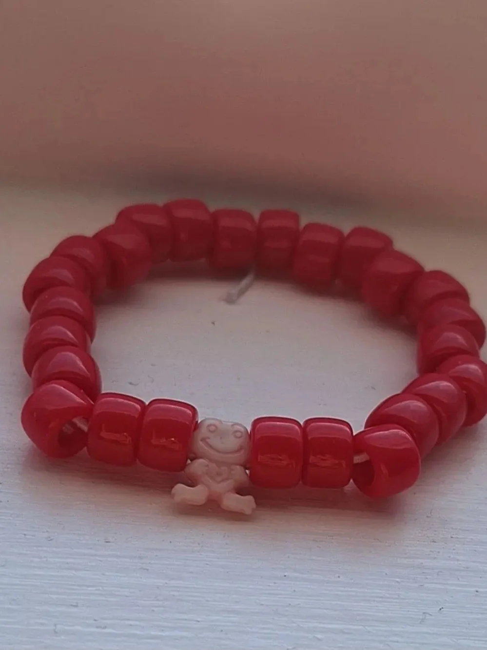 Kids Red Bead Bracelet with Cute Frog Charm